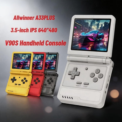 POWKIDDY Retro Flip V90S Portable Handheld Game Console 3.5-inch 640*480 IPS Screen A133Plus Vibration Function Children's Gifts