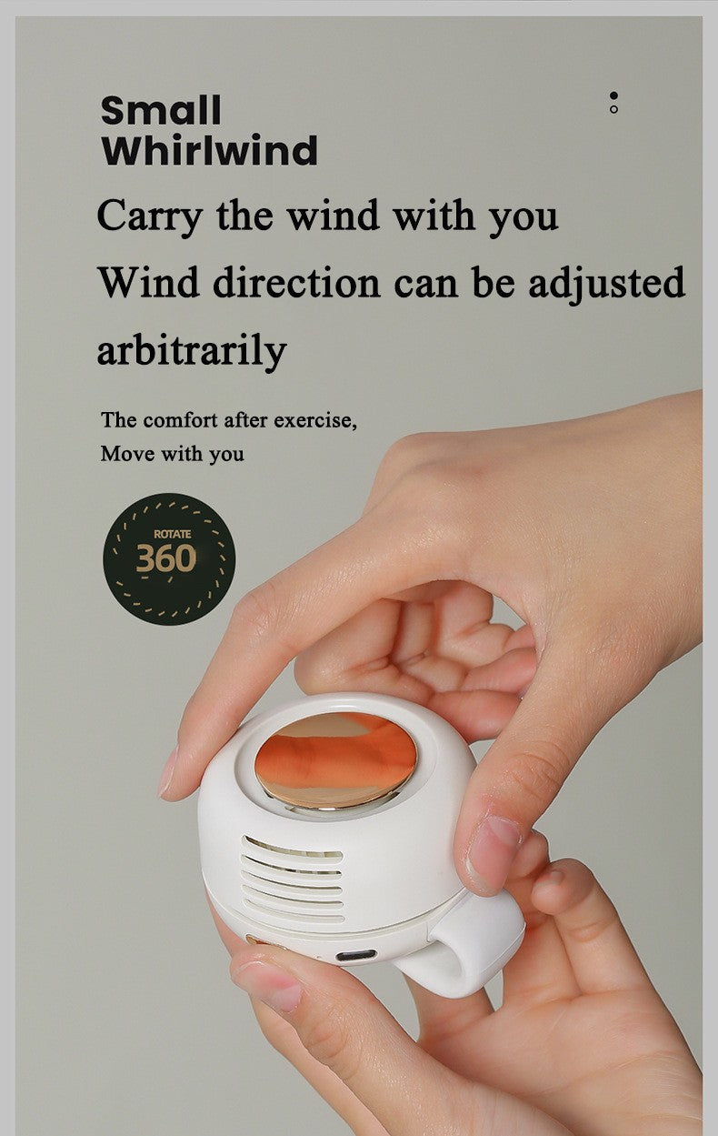 USB Hanging Neck Fan Portable Mute Mini Clip Hanging Waist Electric Fan 900mah Leafless Fan 3 Speeds for Outdoor Camping Fishing