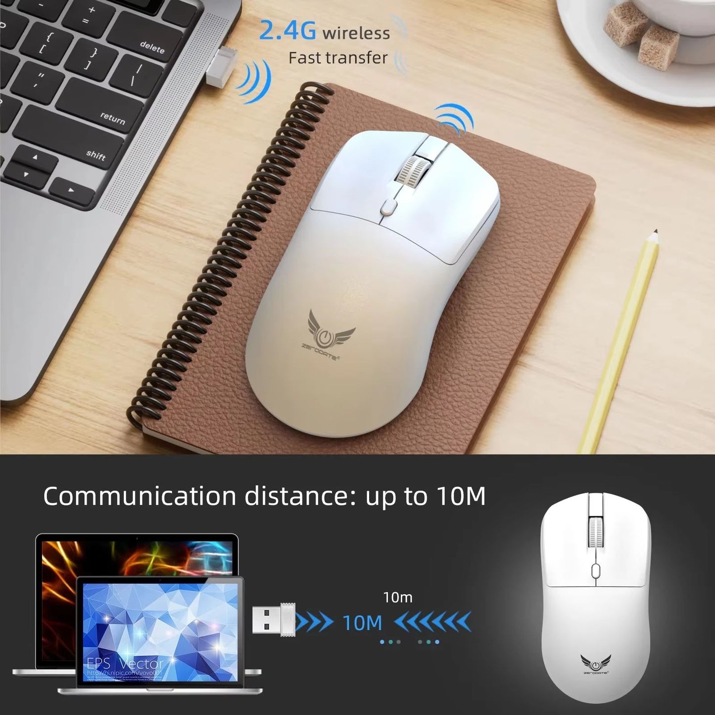 Mouse sem fio 2.4G Mouse Gamer Mouse Ergonômico 800-1200-1600 DPI Mouse Óptico de Escritório para PC Laptop Macbook Pro Windows