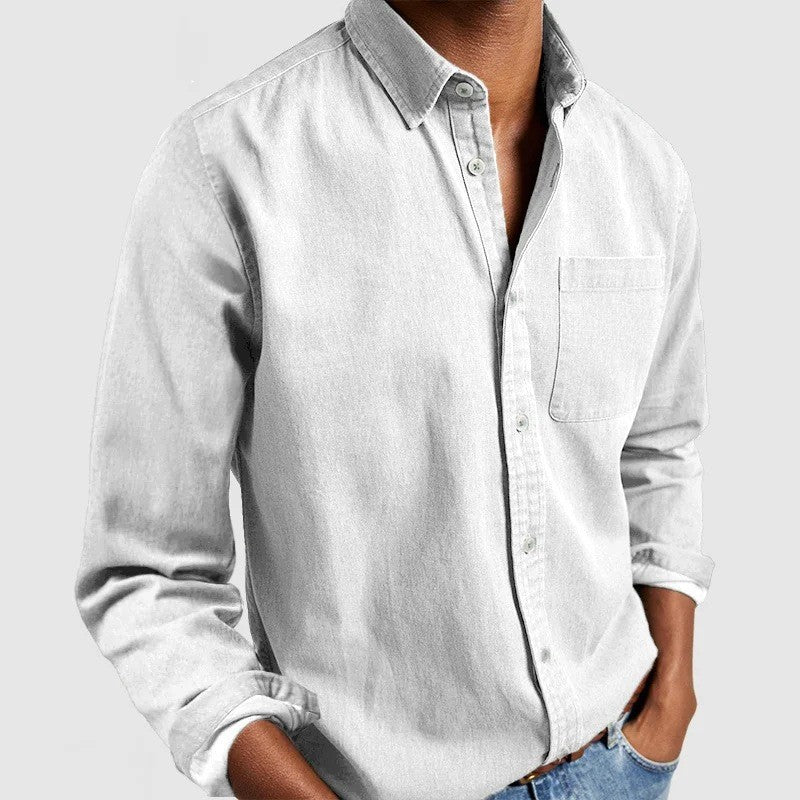 2025 New Spring Men's Shirt  Long Sleeve Turn-down Collar Designer Clothes Button Blouse Imitation Denim Shirts for Men