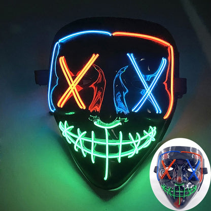Scary Wireless Glowing LED Mask Halloween Party Supplies Neon Purge Mask Cosplay Luminous Face Masks Carnival Festival Props