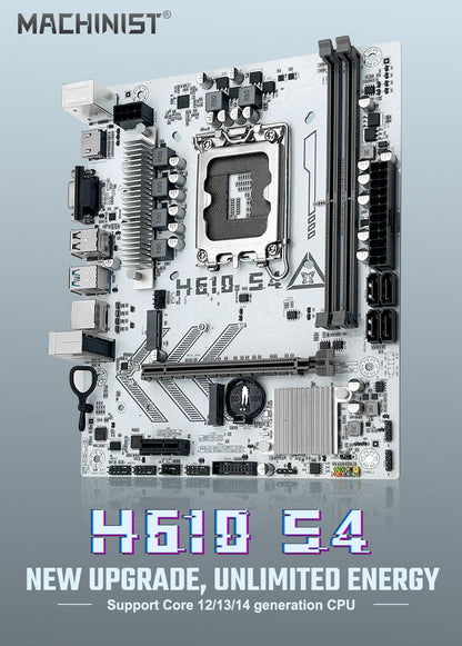 Placa-mãe MACHINIST H610 S4 LGA 1700 suporte Intel Core 12/13/14 geração I3, I5 CPU DDR4 desktop RAM NVME M.2 USB 3.0