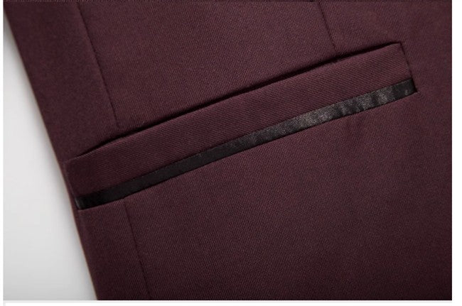 (Jacket+Pants) Men Fashion Simple Wedding Suit Black / Blue / Wine Red 2025 Homme Stand up Collar Business Social Dress 2Piece