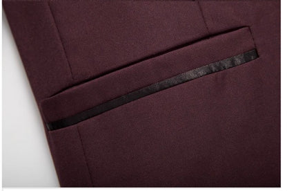 (Jacket+Pants) Men Fashion Simple Wedding Suit Black / Blue / Wine Red 2025 Homme Stand up Collar Business Social Dress 2Piece