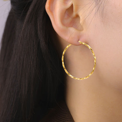 Brincos de Argola Geométricos Cazador Femininos 28-54MM Banhados a Ouro Real Aço Inoxidável Brincos Tendência 2025 Joias Festa Presente de Aniversário