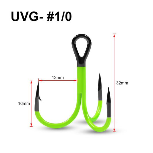 Spinpoler 1/0 2/0 3/0 Anzol UV 2X Forte Ponta Revestida Triplo Garateia Isca Artificial Pesca em Águas Profundas Robalo Lúcio Perca Equipamento