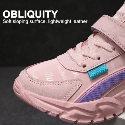 Children Sneakers Casual Shoes for Girls Pink Comfortable Leather Running Sports Kids Girl Flat Breathable Shoes