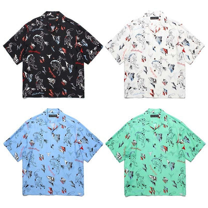 Latest Trend WACKO MARIA 25SS Vintage Denim Rope Crop Casual Hawaii Beach Holiday Mens Womens Casual Short Sleeve Shirt Tops