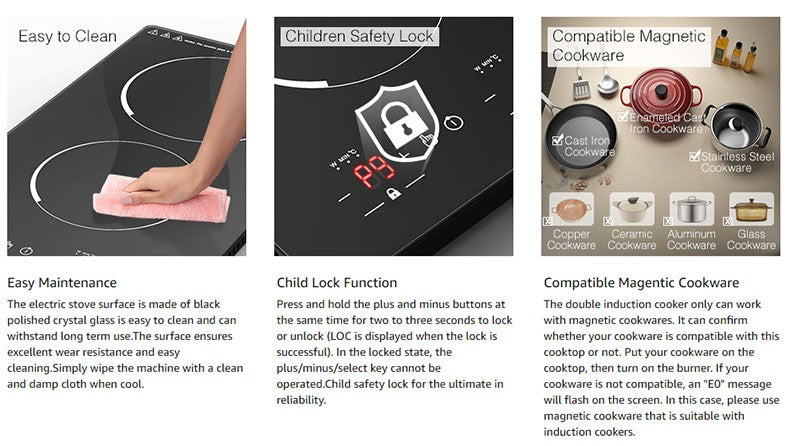 Commercial Built-In 2 Plates Electric Stove Induction Cooker Infrared Cooker Touch Screen Double Cooker Burner Induction Cooktop