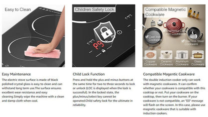 Commercial Built-In 2 Plates Electric Stove Induction Cooker Infrared Cooker Touch Screen Double Cooker Burner Induction Cooktop