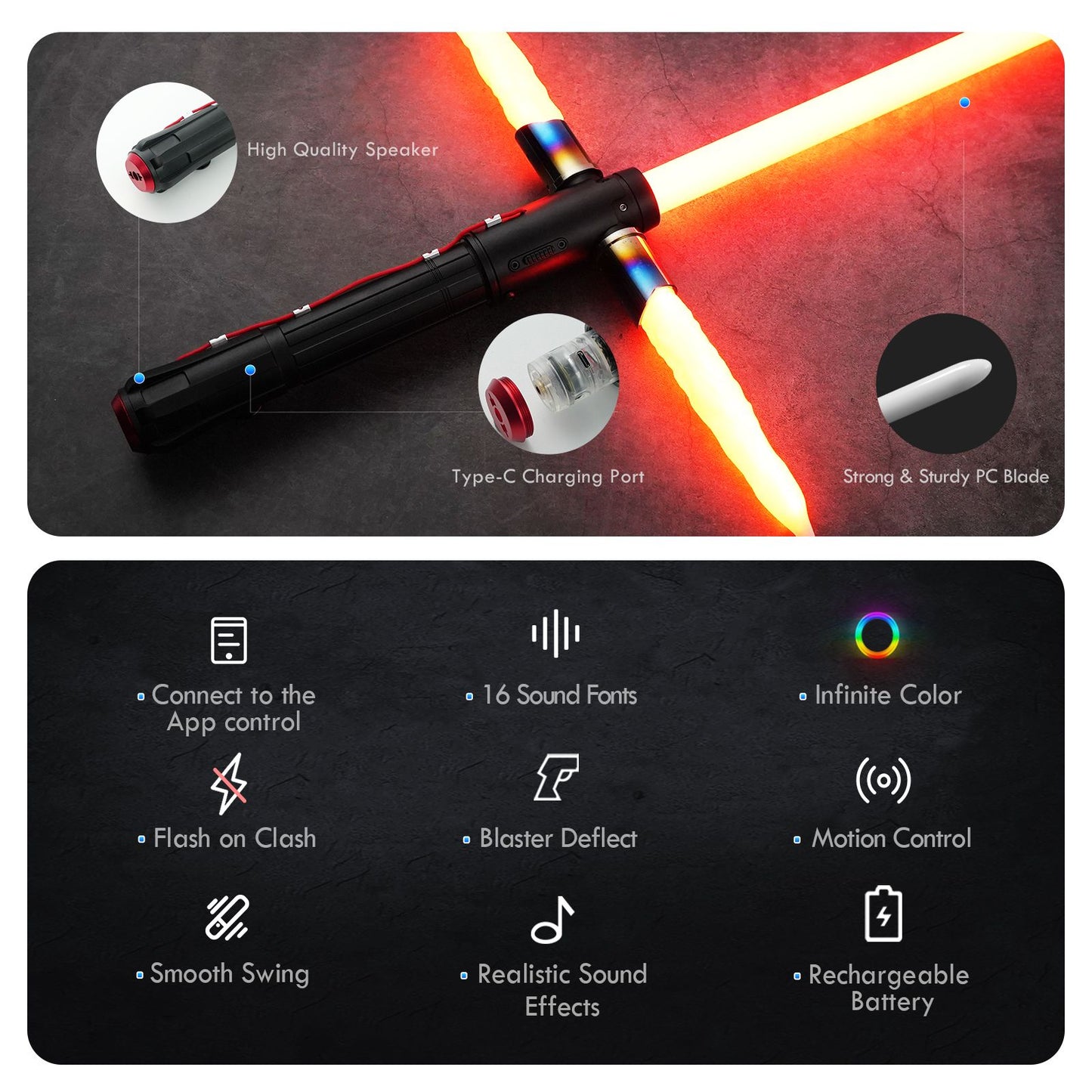 DAMIENSABER Kylo Ren SE Lightsaber Crossguard Lightsaber