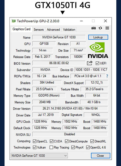 Placa de vídeo de baixo perfil SRhonyra GT730 RX550 GT1030 GTX1050 1050Ti 4GB, GPU de baixo perfil para SFF, PCs industriais e mini PC OPS