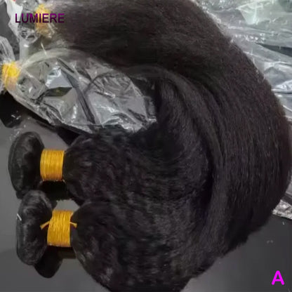 Pacotes de Cabelo Humano Liso Kinky Yaki 100% Cabelo Humano Virgem Puro Brasileiro Extensões de Cabelo em Promoção/Liquidação