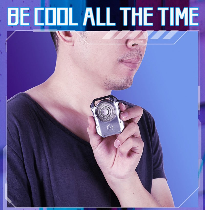 Electric MINI Travel Shaver Razor For Men Rechargeable IPX7 Waterproof Punk Mecha Design Pocket Face Beard Knife With Key Ring