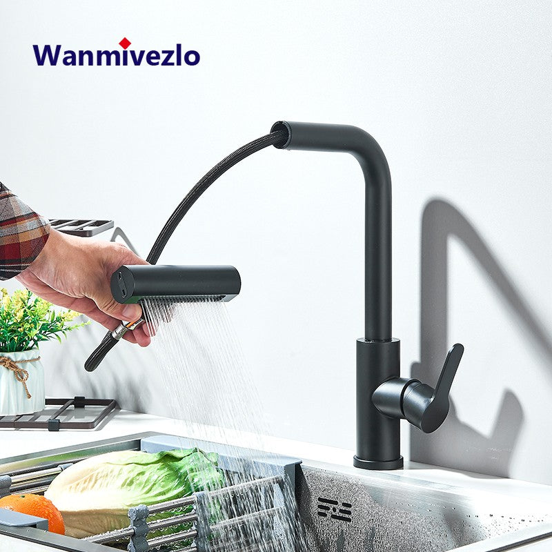Torneira de Cozinha Flexível Extensível Quente Chuva Fria Misturador Torneira 360° Torneiras para Pia de Cozinha Instalação de Deck