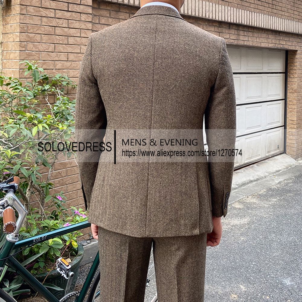3 Pieces Men's Suits Tweed Herringbone Slim Fit Business Cauasl Waistcoat  Jacket Groomsmen Wedding Suits?Blazer+vest+Pants?