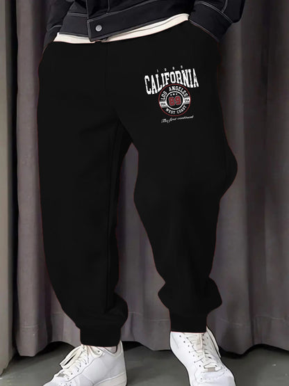 California Los Angeles Letter Printing Man Sweatpants Soft Warm Britches Autumn Street Long Pants Hip Hop All-Match Trousers