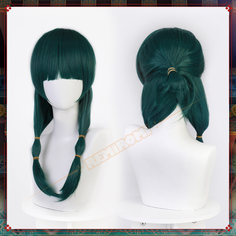 Peruca de Cosplay Maomao Sintética Anime The Apothecary Diaries Cabelo Verde 2 Estilos Kusuriya no Hitorigoto Grampo de Cabelo Touca + Touca de Peruca