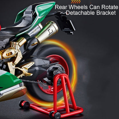 Modelos de motocicleta em miniatura 1:9 Scale 1299 V4S Brinquedos de motocicleta de liga leve com som, luz e absorção de choque, motocicletas de ornamento para presentes infantis
