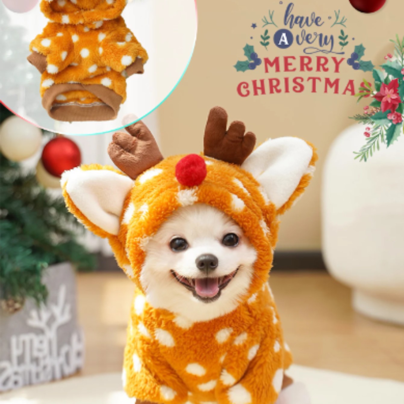 1 peça de roupa fofa de rena para animais de estimação é um item essencial para gatos e cães pequenos durante o Natal