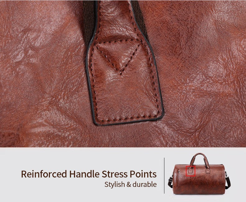 Vintage Suit Travel Bag with Large Capacity Waterproof PU Fabric Independent Shoe Case for Business Trip Suit Protection Bag