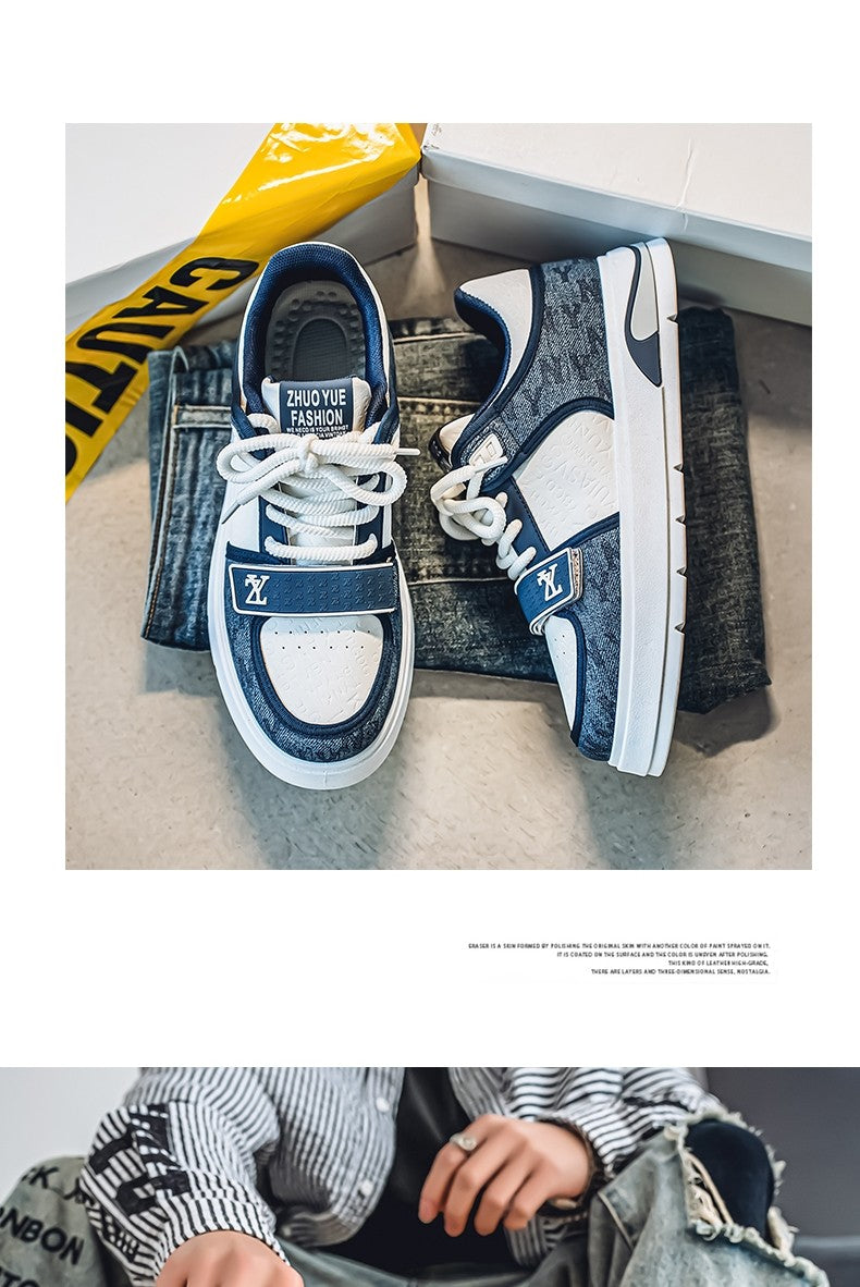 Tênis Masculino Azul da Moda 2025 Calçados Streetwear Hip Hop Tênis Casual Primavera Skate Tênis de Grife de Luxo Masculino