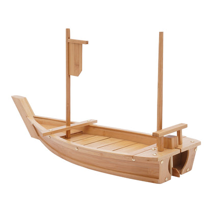 28in Bamboo Sushi Boat Serving Tray, 70cm Log Color Assembly Required Sushi Boat Serving Tray for Business or Personal Parties