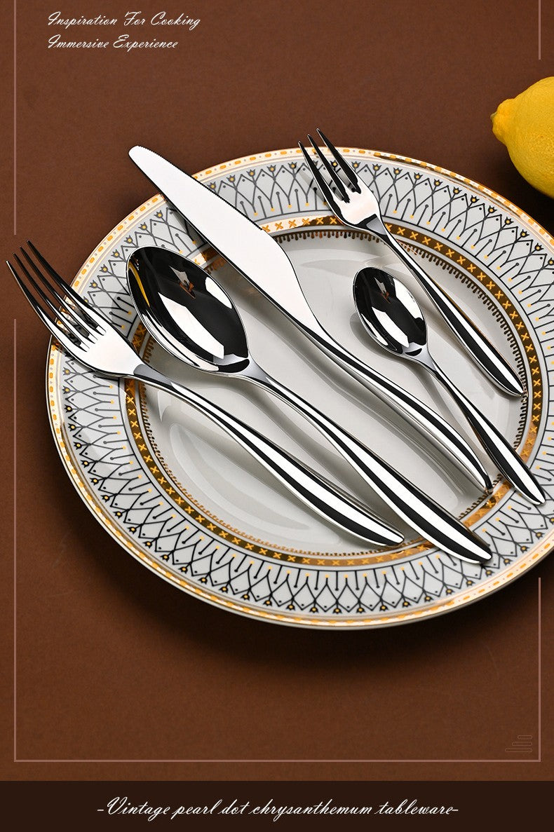 5Pcs 304 stainless steel tableware set steak knife fork cutlery set restaurant kitchen Home commercial high-end dinnerware