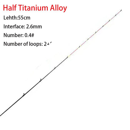 Ponta de Vara de Pesca de Fibra de Carbono de Inverno com Haste de Titânio de Alta Qualidade Meia/Totalmente Liga de Titânio 45/55/60cm Vara de Pesca de Fibra de Vidro