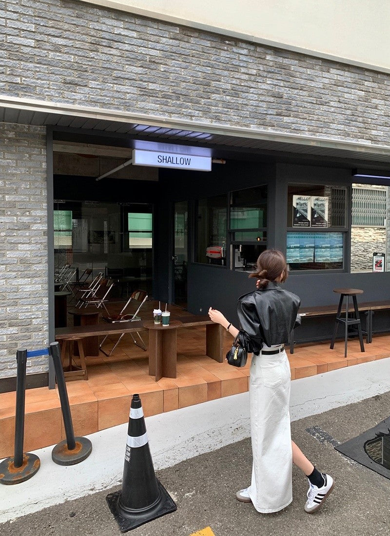 Women's Loose ort PU Leather Jaet Double ket Retro Collar Zipper Versatile Motorcycle Sle Top Trendy Commute Wind