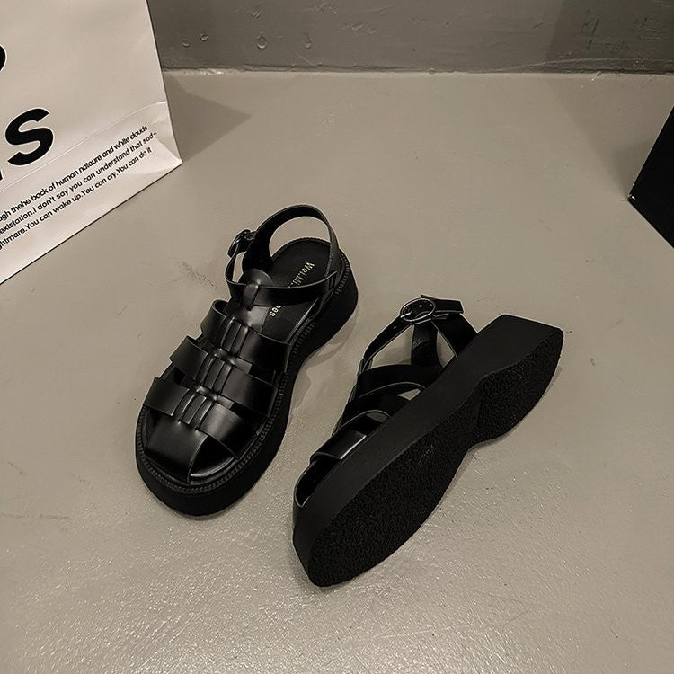 Summer Women's Sandals British Style Platform Women Casual Shoes Fashion Brand Beach Shoes 2024 High Quality Women Roman Sandals