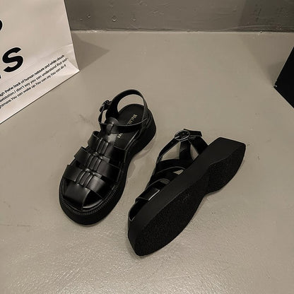 Summer Women's Sandals British Style Platform Women Casual Shoes Fashion Brand Beach Shoes 2024 High Quality Women Roman Sandals