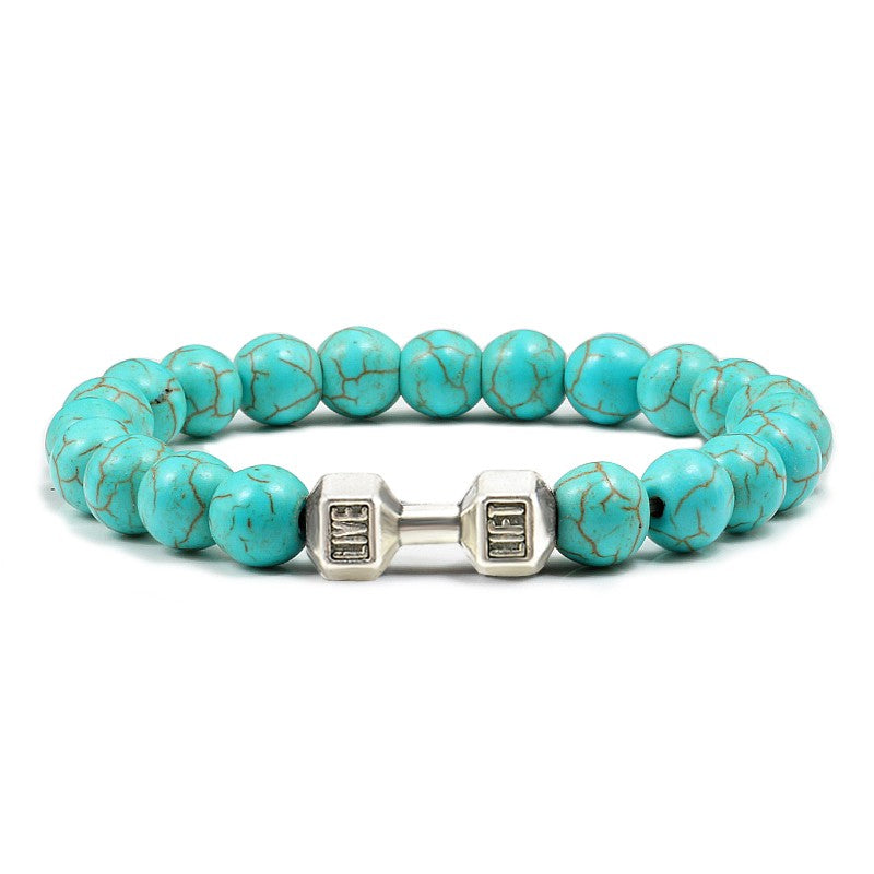 Pulseira Feminina/Masculina Ajustável Desgastada Preta, com Contas, Haltere, Joias de Yoga, Braceletes Originais