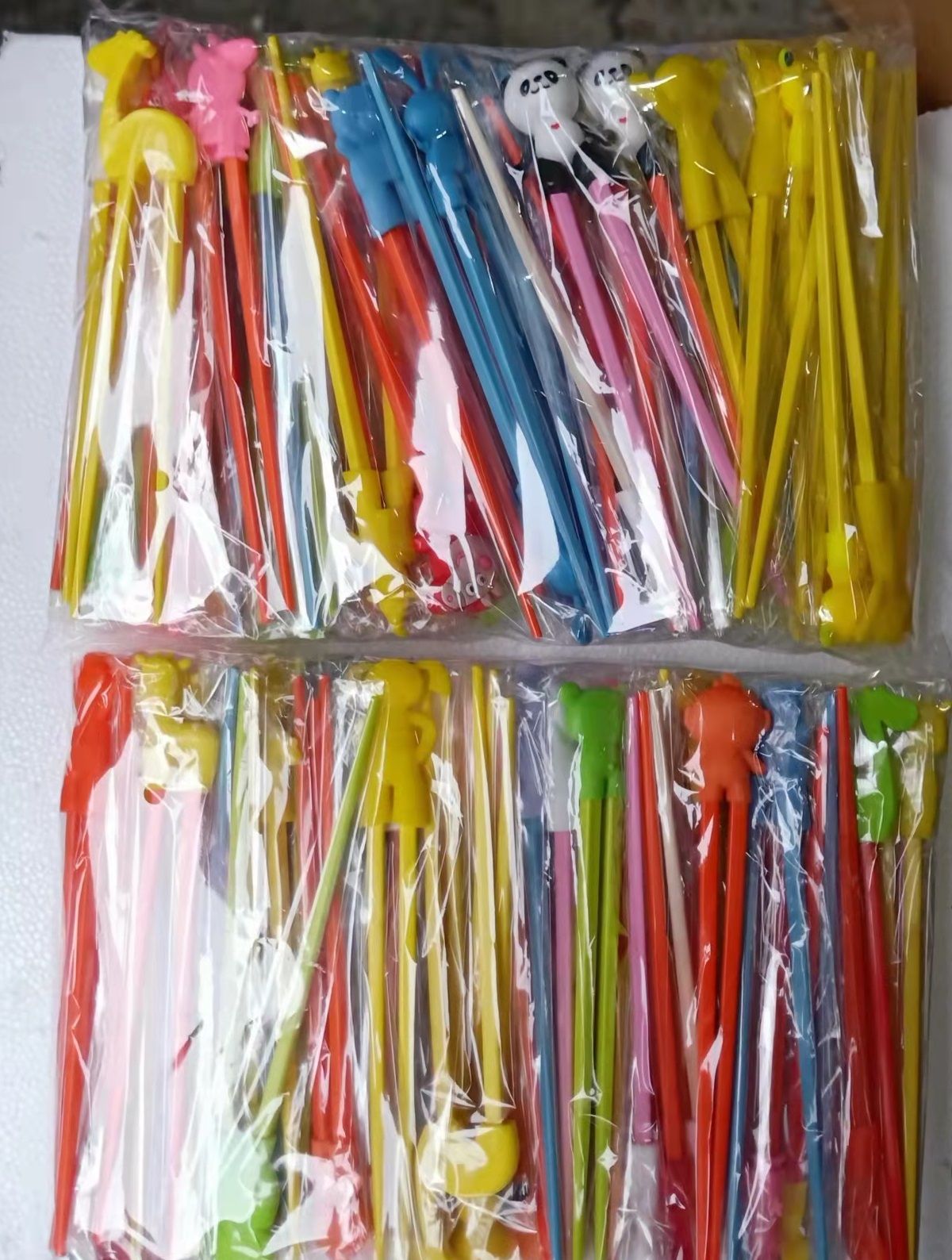 Pauzinhos de Desenho Animado para Crianças, Pauzinhos de Silicone, Cores Sortidas, Presente para Crianças, Exercício de Estudo, 100 Pares