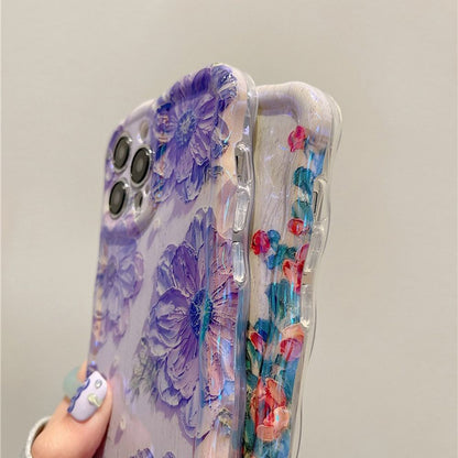 Capa de Celular Pintura a Óleo Retrô Para iPhone 14 ProMax 15 13 12 16 Pro Capa de Silicone Luxuosa com Estampa de Flor à Prova de Choque Decoração Artística
