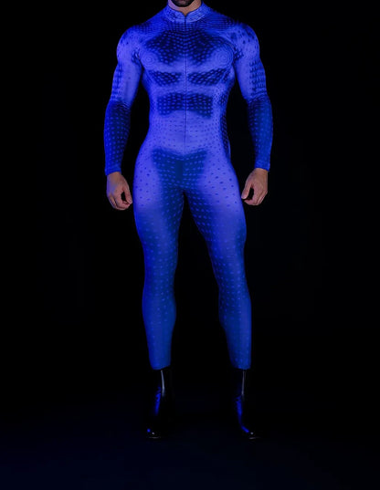 Halloween Lizard Bodysuit Men's Unique Muscle Series Holiday Jumpsuit Carnival Costume Adult Roleplay Party Masquerade Ball Set