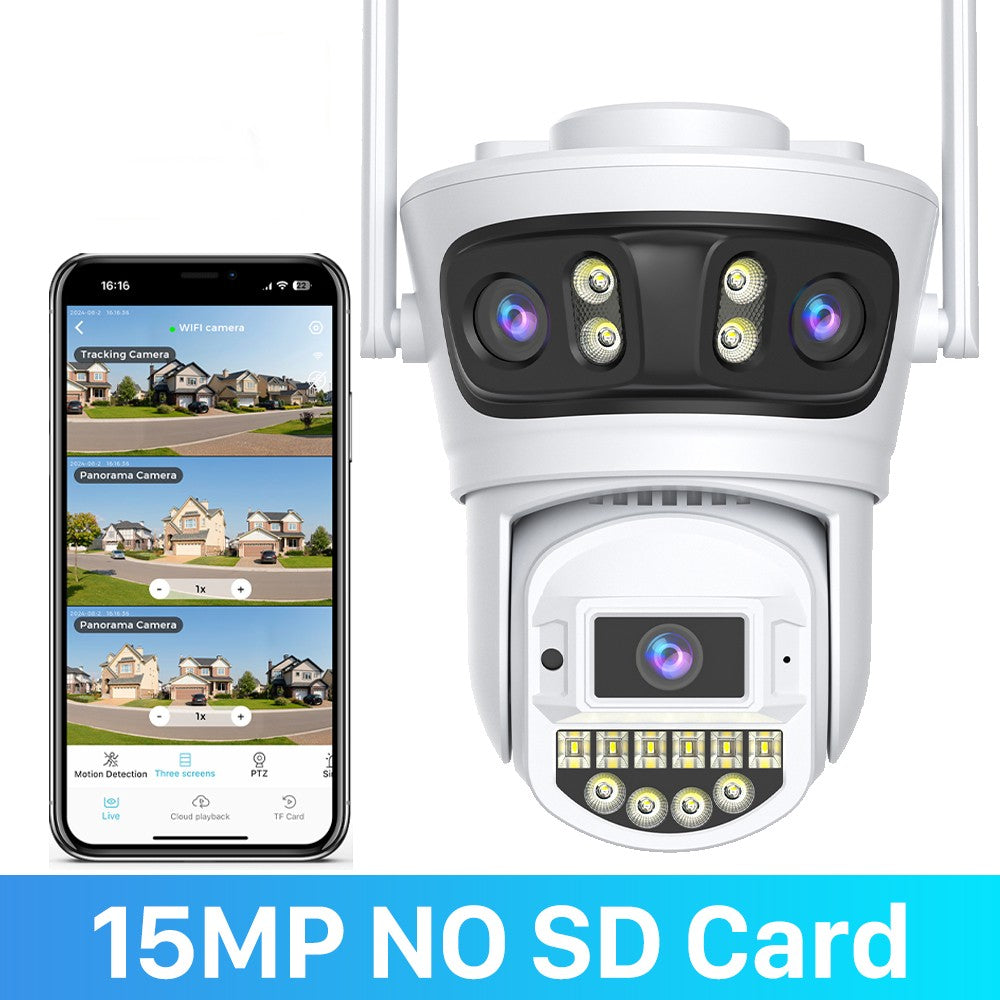 15MP 8K HD Wifi Surveillance Camera Outdoor Three Lens Three Screens Security IP Camera Human Detection 5G Wifi Camera O-KAM PRO