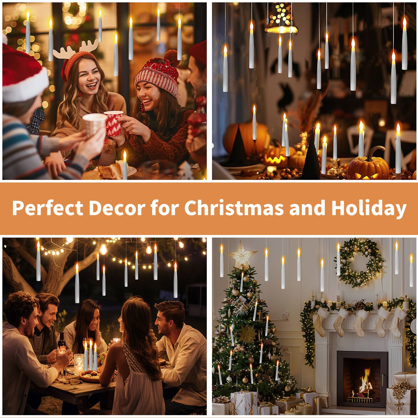 Flameless LED Taper Candles Christmas Tree Electric Candle Lights Mini Taper Clip-On Candles with Remote Timer for Wedding Decor