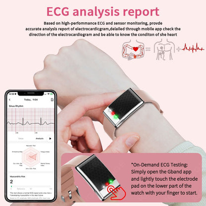 LIGE ECG+PPG Pulseira Inteligente Feminina Lipídios Sanguíneos Ácido Úrico Oxigênio no Sangue VFC Ciclo Menstrual Monitor Cardíaco Esportivo Relógio de Saúde Masculino