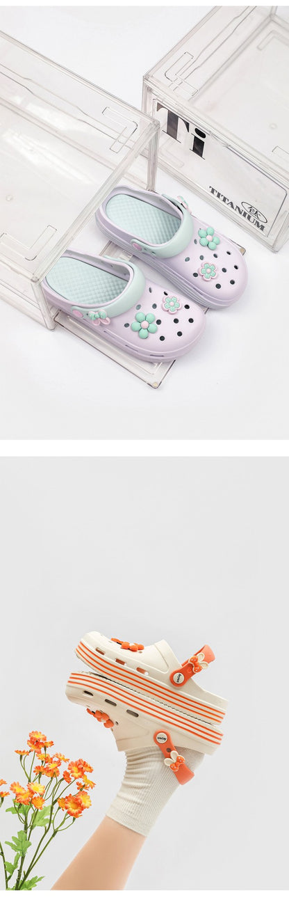 Women's Cute Platform Garden Clogs, Solid Color Closed Toe Non-slip Sandals, Indoor & Outdoor Slides