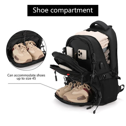 Mochila de Escalada USB com Compartimento para Sapatos, para Viagem, Laptop, Leve, para Acampamento, Caminhada, Esporte, Coleção, Escola