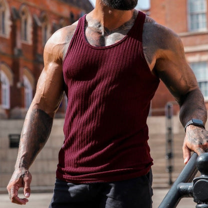 Summer Knitted Fitness Sports Leisure I-shaped Mens Tank Top Fashion Solid Gym Clothing Blusas Tanks Tops Men Clothes T-shirts