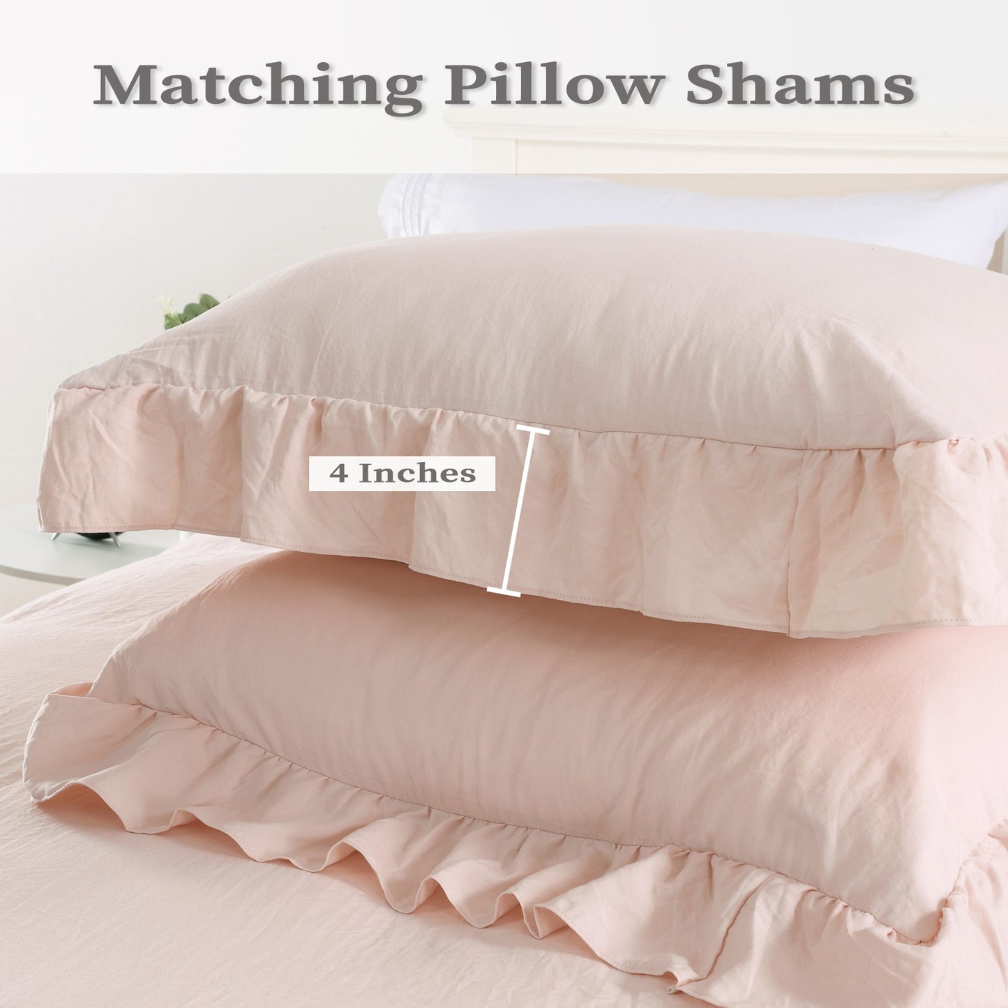 104"x90" Lotus Leaf Edge Bedding Duvet Cover Set Large Double Bed Bedroom Soft Washed Polyester 1 Duvet Cover + 2 Pillowcases