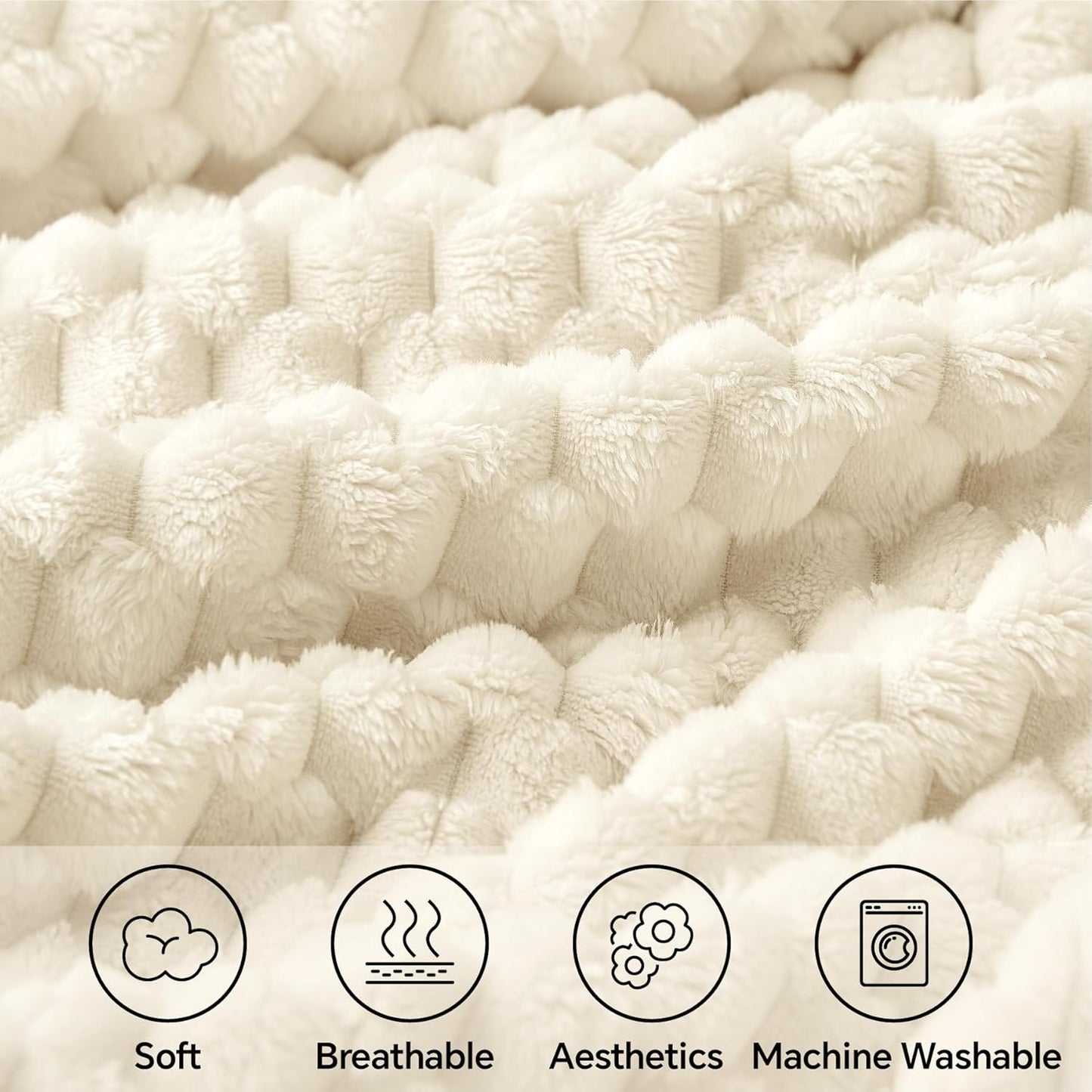 Big 3D Clouds Stylish Hexagon Jacquard Decorative Fuzzy Blankets for Household, Camping, and Travel, Super Soft Cozy