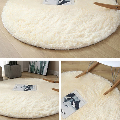 Fluffy Wool Rug Living Room Carpets Faux Fur Round Mat Kids Room Long Plush Rugs Home Bedroom Decor Shaggy Carpet