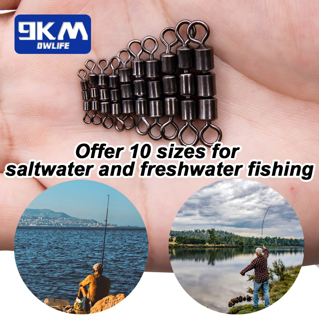 3 Giradores de Rolamento 15~60 Peças Giradores de Pesca de Barril de Alta Velocidade Rolamento Triplo Giradores Acessórios de Pesca Aço Inoxidável
