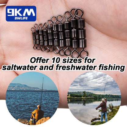 3 Giradores de Rolamento 15~60 Peças Giradores de Pesca de Barril de Alta Velocidade Rolamento Triplo Giradores Acessórios de Pesca Aço Inoxidável