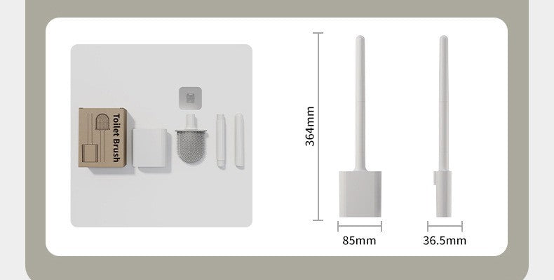 Escova Sanitária de Silicone Flexível com Base à Prova de Vazamento de Água e Gancho, Escova Sanitária Montada na Parede, Limpador Doméstico para Banheiro