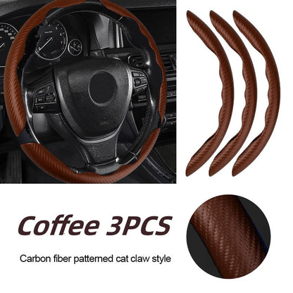Capa Universal Antiderrapante de Fibra de Carbono para Volante de Carro, Capa Auxiliar para Volante de Carro, Acessórios Antiderrapantes