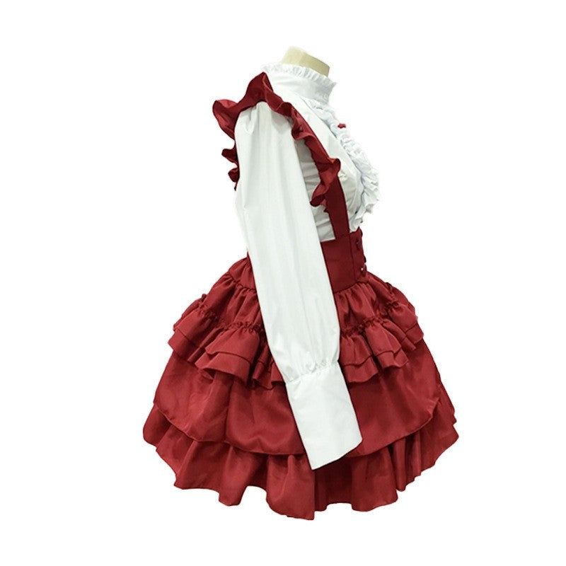 Christmas Lolita Red Overalls Skirt New Year Party Dress Vintage Medieval Dress Drama Performance Outfit Anime Cospaly Costume